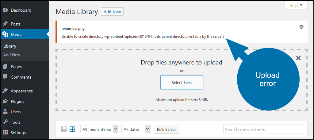Unable to upload image